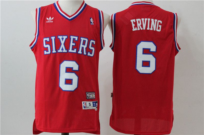 Men Philadelphia 76ers #6 Erving Red Adidas NBA Jersey